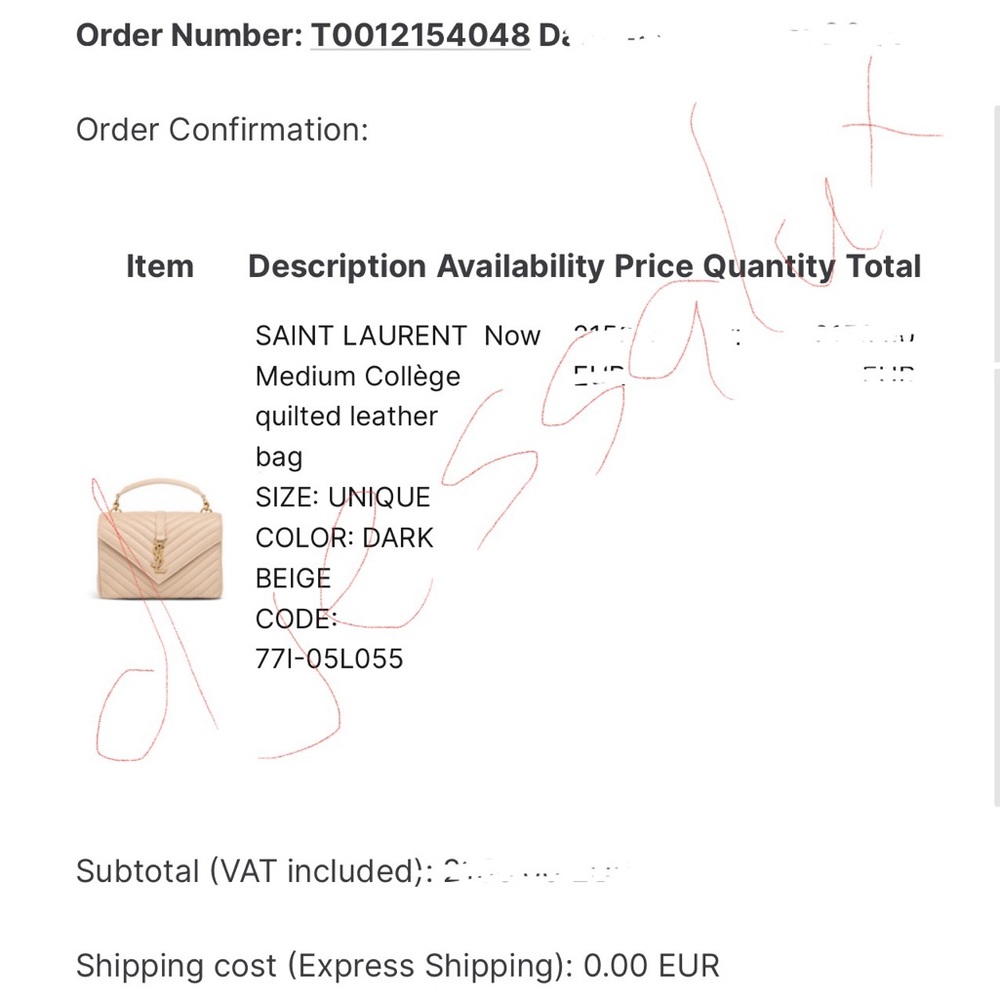 BRAND NEW SAINT LAURENT MEDIUM COLLEGE IN DARK BEIGE - Picture 3 of 3